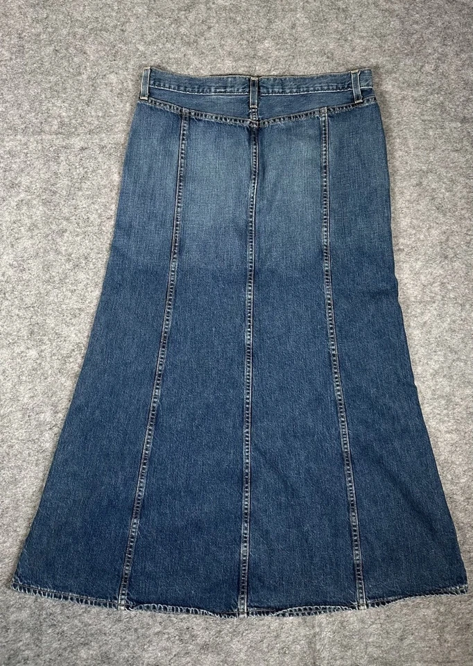 Vtg Gap Jean Skirt Women 12 Maxi Long Denim Medium Wash Y2K Vintage - Image 2 of 4