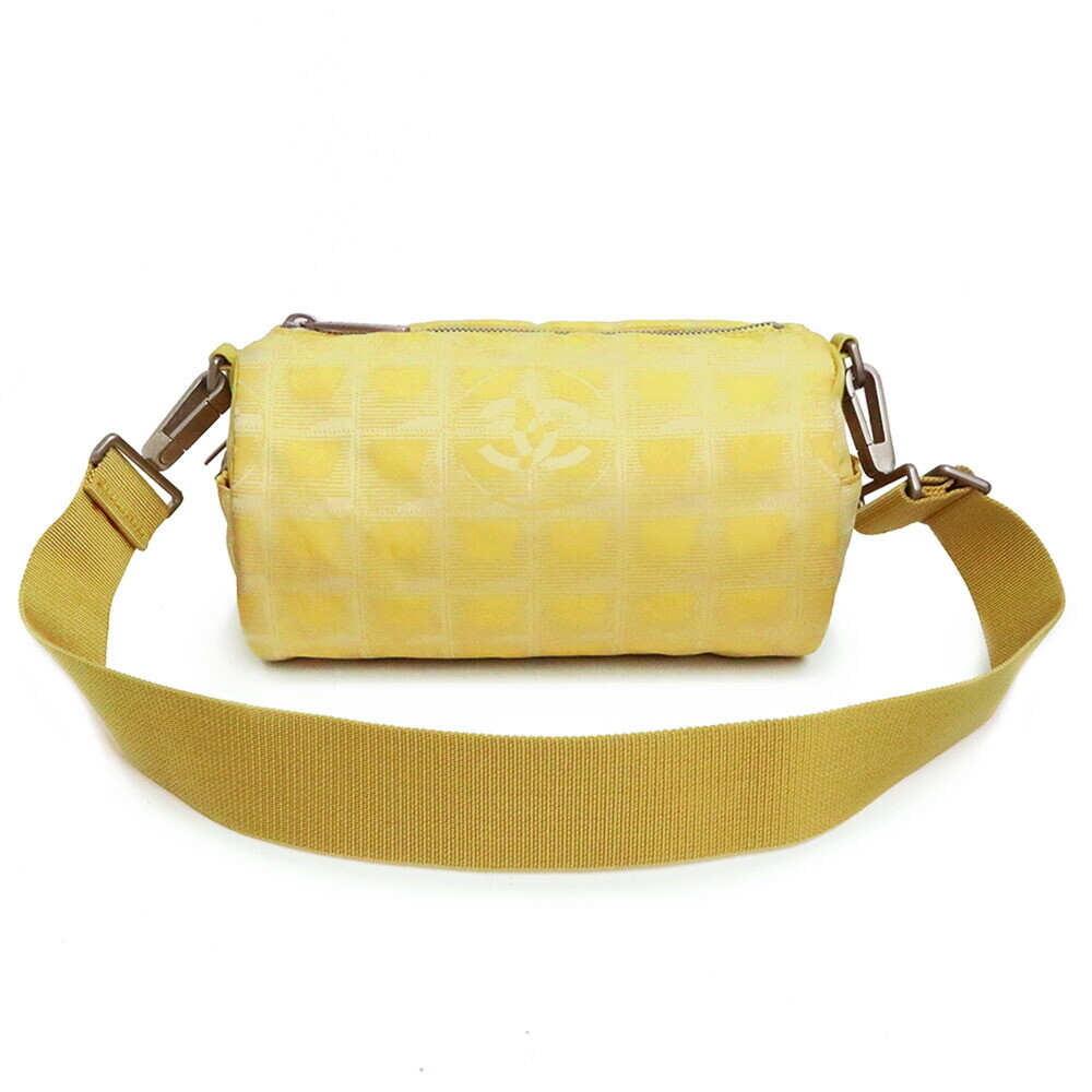 CHANEL new travel line cylindrical nylon jacquard calfskin yellow 