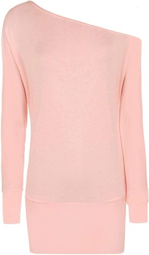 Women Long Sleeve One Off Shoulder Plain Baggy Batwing Top Oversized Party Shirt - Picture 3 of 26