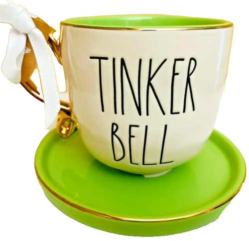 Rae Dunn Disney Princess Set Peter Pan "Tinker Bell" Mug 2-sided Cup & Saucer - Picture 4 of 6