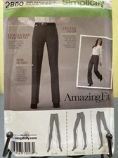 UNCUT Simplicity 2860 Amazing Fit Slim Curvy Pants Variations Sz 8 10 12 14 16