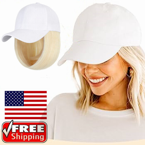 Blonde Hair Baseball Cap with Attached Short Straight Wig-image