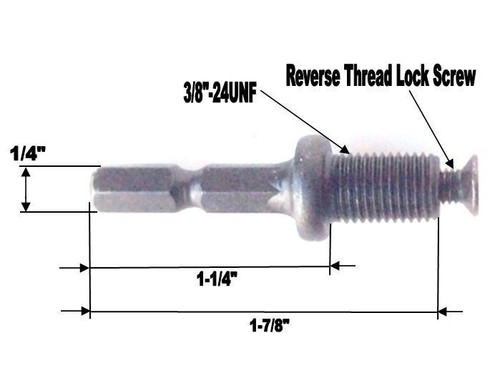 1 pz Adattatore Esagonale 1/4 a Filettatura 3/8"-24UNF con Serratura Vite a Mandrino Trapano S - Foto 8 di 12
