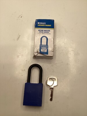Brady 123325 Lockout Padlock, Keyed Different, Nylon, Blue, 1-3/4''H x 1-1/2''W