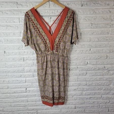 Maurices Womens Dress 2 2X Plus Short Sleeve Mini Sheath Orange Geometric Comfy
