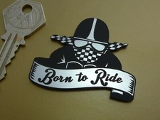 Born To Ride Cafe Racer Style Self Adhesive Acrylic Bike Badge 2". Biker Helmet