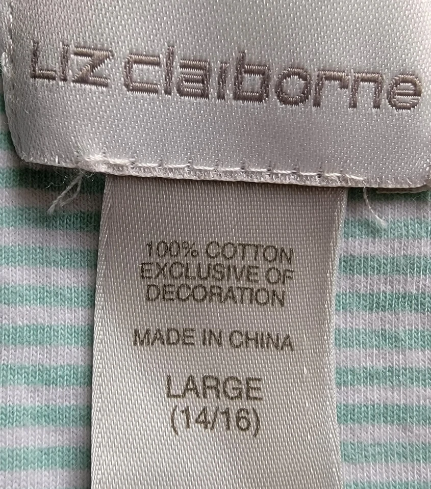 Женская рубашка для сна Liz Claiborne размер L большой 14/16 зеленый белый цветочный узор - Изображение 2 из 4