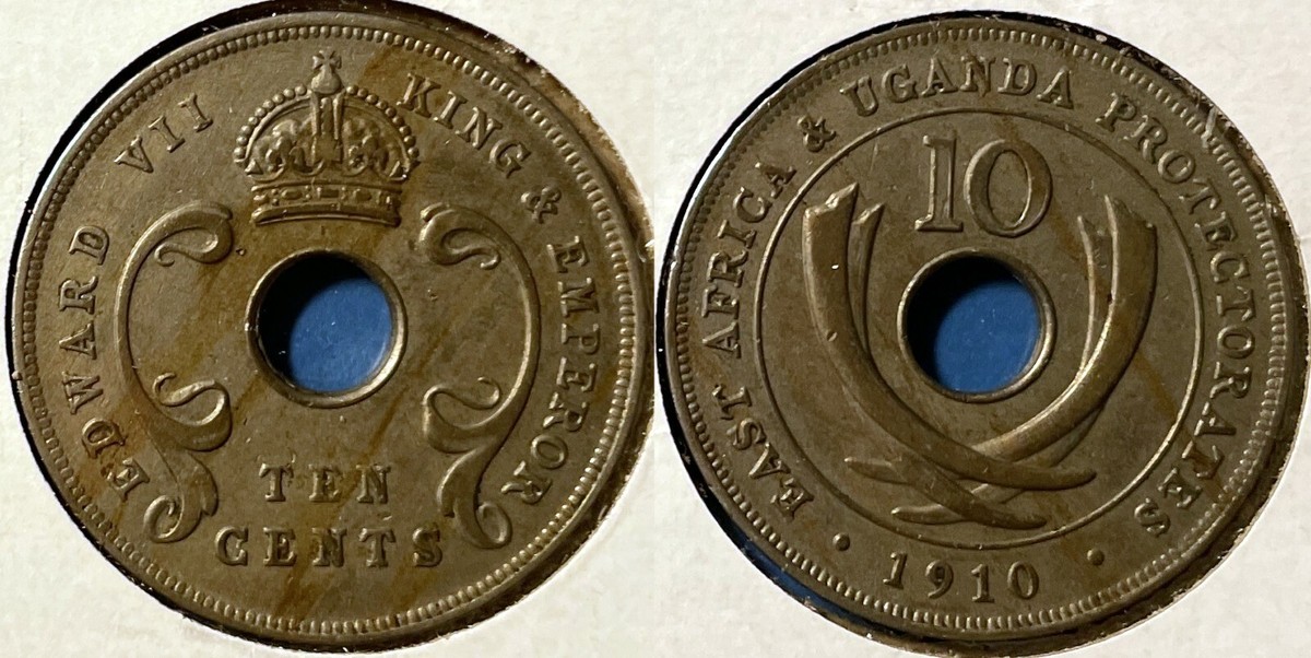 East Africa 1910 10 Cents Edward VII KM-2 Copper-nickel Only 500K