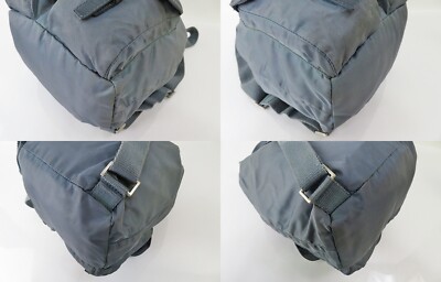 Authentic PRADA Blue Nylon and Leather Backpack Bag Purse #60859