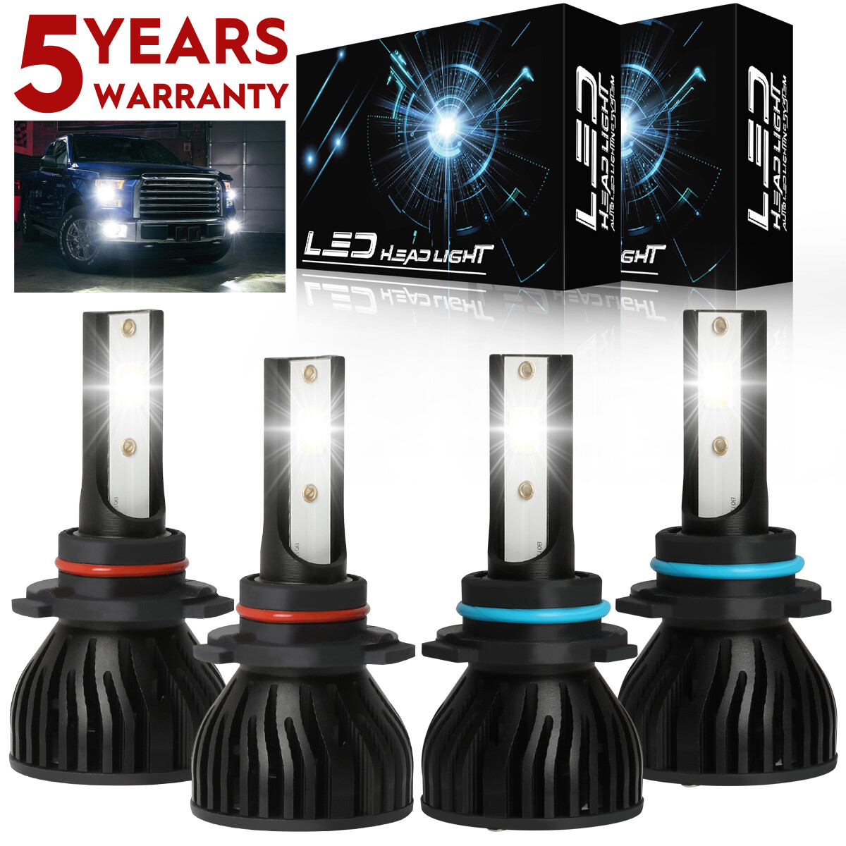 9005 9006 LED Headlight Bulbs For Toyota Corolla Sedan 4-Door 1.8L 1993-2013 P4C