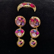 Vintage Parklane Cresent Brooch and Matching Earrings