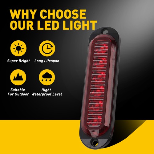 20x Red 6LED Marker Side Lights For RV Trailer Truck Clearance Light Waterproof - Picture 2 of 12