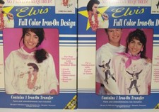 2x Vintage 1990 Elvis Presley Iron On Transfers Rock N' Roll Aloha for T-Shirts
