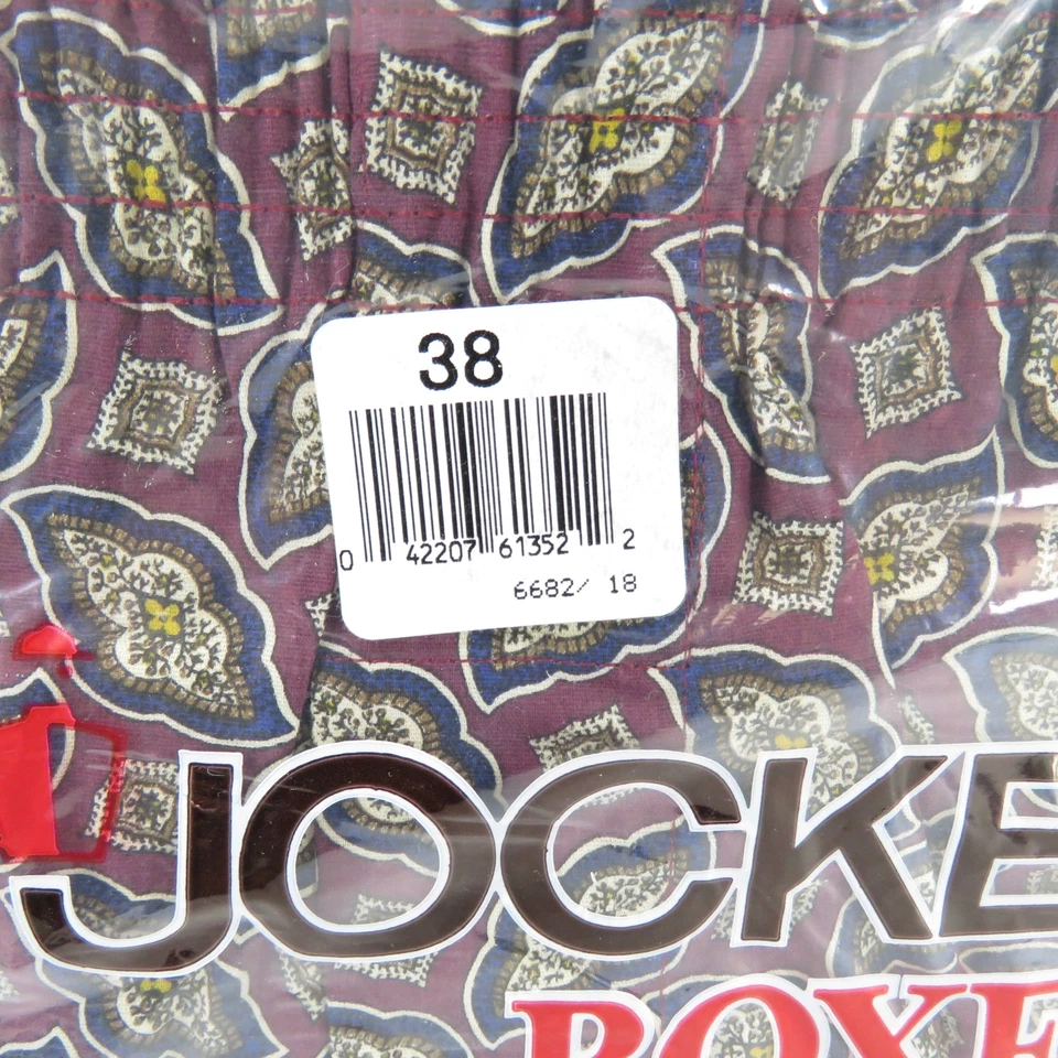 Jockey Full Cut Red/Navy Pattern Boxer Shorts Size 38 Vintage 1990 NOS - Image 2 of 4