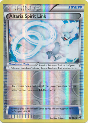 Moderately Played, English Pokemon Reverse Holo Altaria Spirit Link - 91/124 - U