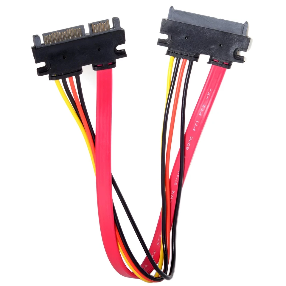 15+7 Pin SATA HDD Extension Cable Data & Power Male to Female, 11" / 28cm - Image 2 of 4