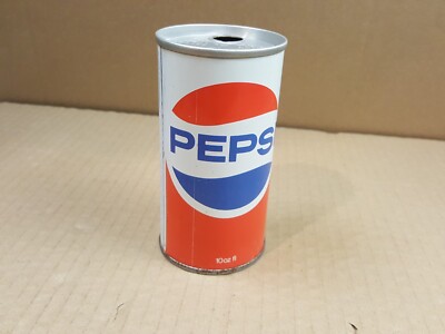 Vintage PEPSI-COLA 10 Oz. 284ml Steel Push Top Empty Soda Can Made in Canada