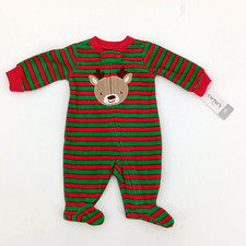 Carter's Baby Reindeer Christmas Fleece Footed Pajamas - Newborn - NWT AA1-4