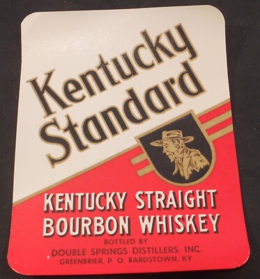Kentucky Standard Bourbon Whiskey Bottle Label  Double Springs Greenbrier KY