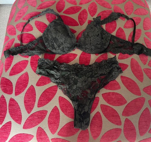 La Perla dark khaki green lacey bra and knickers, thong set 34C - Picture 9 of 20