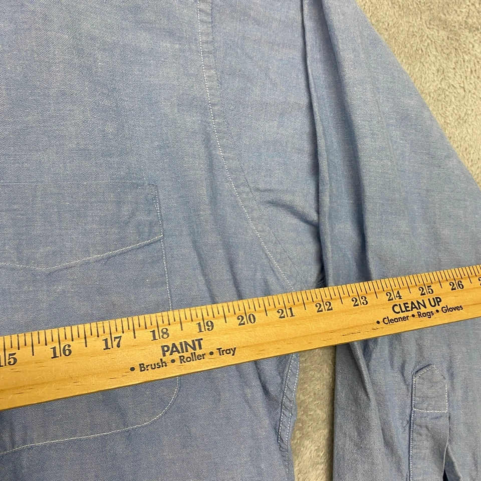 Chaps Shirt Mens Large Blue Ralph Lauren Cotton USA Oxford Button Down Pocket - Image 4 of 4