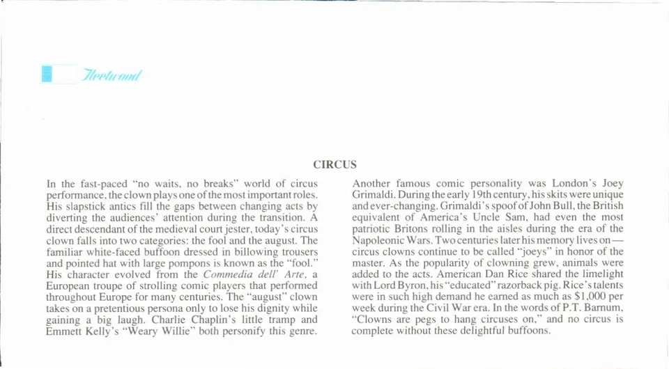 FLEETWOOD - CIRCUS APR 6 1993 WASHINGTON DC FIRST DAY COVER (FDC) BX8 - Image 2 of 2