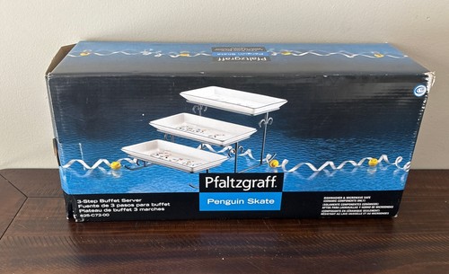 *New Open Box* Pfaltzgraff “Penguin Skate” 3-Step Buffet Server - Picture 13 of 24