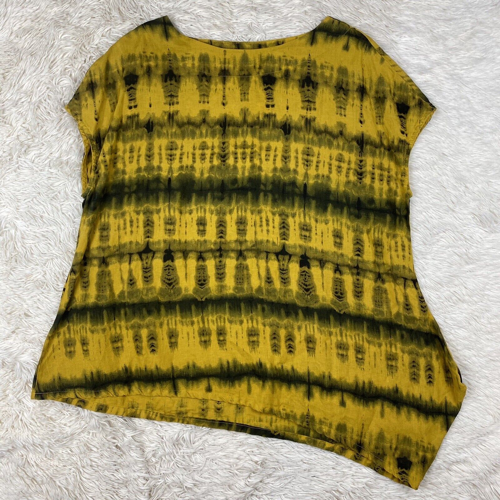 Bryn Walker Linen Top In Noni Yellow Tie Dye Size… - image 1