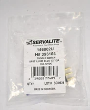Servalite 146802U Toggle Switch SPST Illuminated Blue 1/2" Dia 20A 12VDC