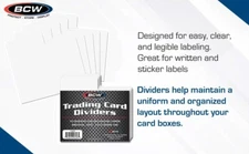 30 Horizontal Card Box Dividers Long Term Fit 1 Row BCW Fold Over Index Tab New