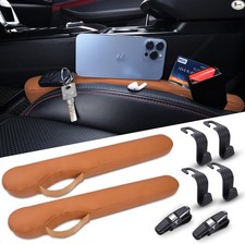 Car Seat Gap Filler 2 Pack, Brown Car Gap Filler Organizer Between Seat Brown