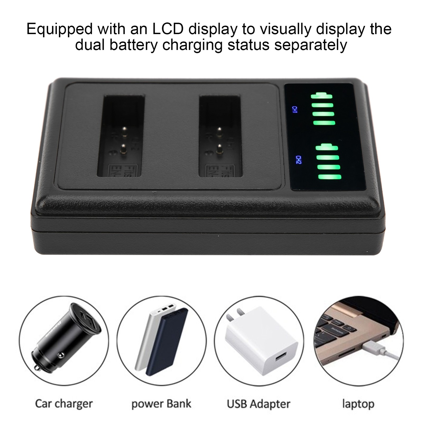 Double Fast Charge Hub Charging Base Micro TypeC LCD Display For ENEL23 Camera