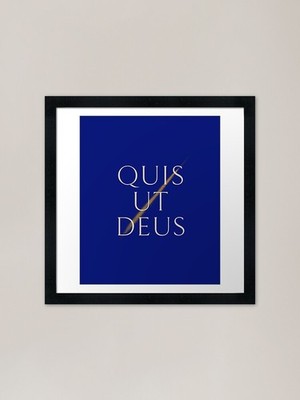 Wer ist wie Gott? Blau gerahmtes Kunstdruck Pr gerahmtes Wandbild Poster Leinwanddruck Bild