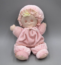 Eden Sleeping Pink Plush Baby Doll Blonde Hair Security Lovey Satin Trim Vintage