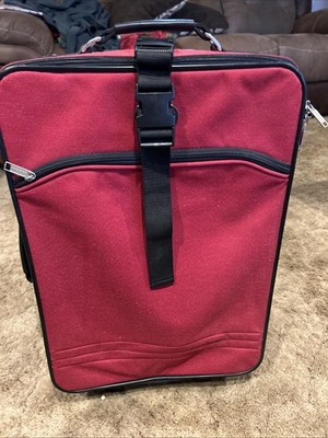 Pierre Cardin Suitcase Red Wheels Handle Fabric Travel Vacation -22 x16 x 8 