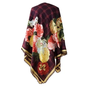 GUCCI écharpe laine soie châle fleurie abeille 136 cm x 134 cm occasion femme