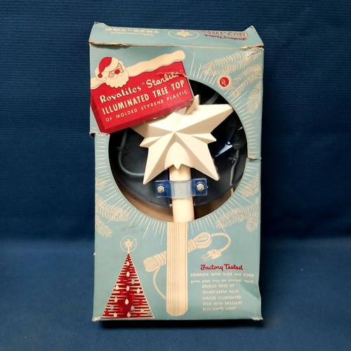 Vtg MCM Atomic Royalties "Starlite" Illuminated Tree Top Star In OG Box Works