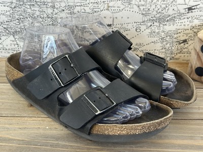 BIRKENSTOCK Arizona Sandals Slides Black Leather Sz 8 Men display picture 3