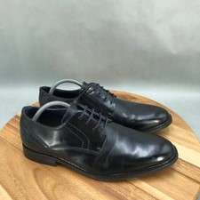 Bruno Marc Prince Plain Toe Oxford Dress Shoes Men 10 Black Faux Leather Lace Up