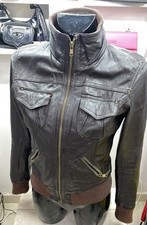 Giacca giubbino BERSKHA in pelle donna colore marrone taglia 40 cod.AE45