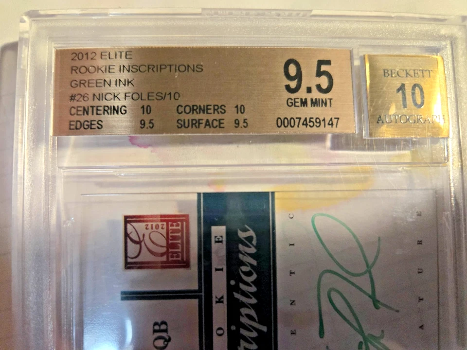 2012 Donruss Elite Inscription Green Ink auto autograph Nick Foles #10 Eagles RC - Image 4 of 4