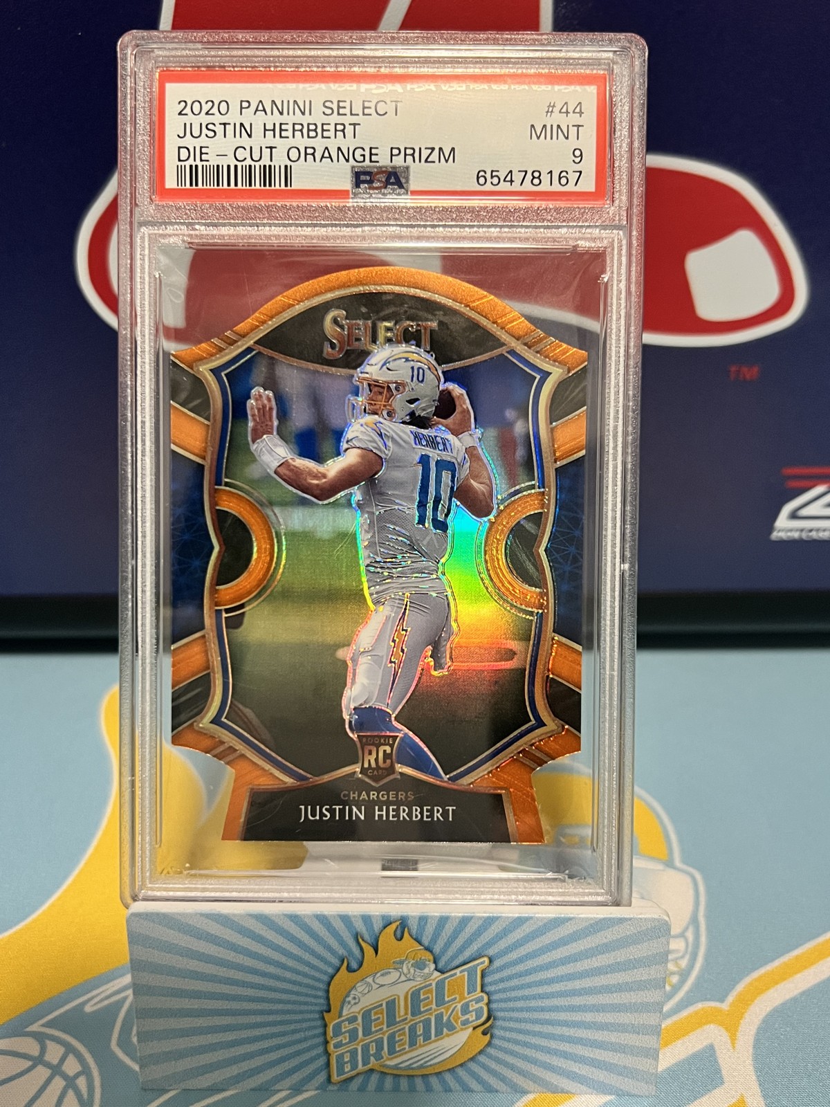 2020 Panini Select - Concourse Justin Herbert #44 Orange Prizm Die-Cut (RC)