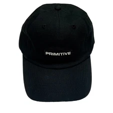 Primitive Apparel Cap Black Low Profile 6 Panel Adjustable Slide Closure Hat EUC