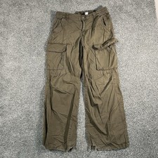 H M Divided Womens 6 Olive Green Cargo Pants Wide Leg Utility Y2K