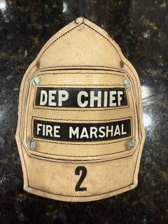 Vintage NYFD Cairns & Brother Leather Helmet Shield DEPUTY CHIEF FIRE MARSHALL