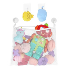 Bath Toy Organizer Includes Suction Cup Hooks and Adhesive Hooks and Tub Toy Mes