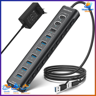 USB C Hub 11-Port 3.2 Gen2 Aluminium 60W 20W PD 10Gbps 5Gbps für Laptop PC
