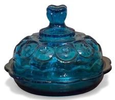 L.E. Smith Blue Moon And Stars UV Reactive Large Covered Cheese Butter Dish