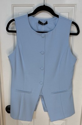 Zesica Women's Blue Vest Size Medium NWT Scandi Girl Norm Core Office
