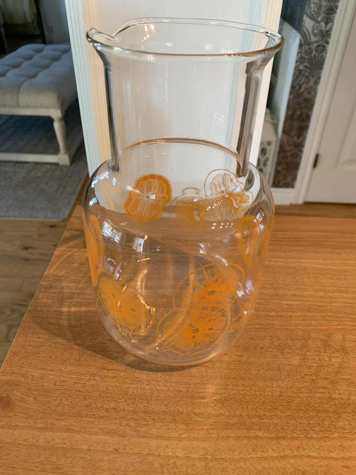 Vintage 1960's Pyrex Orange Juice Glass Pitcher, no lid